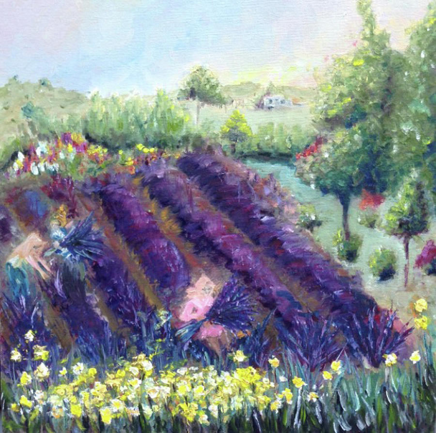 Provence Lavender Farm Painting by Roxy Rich