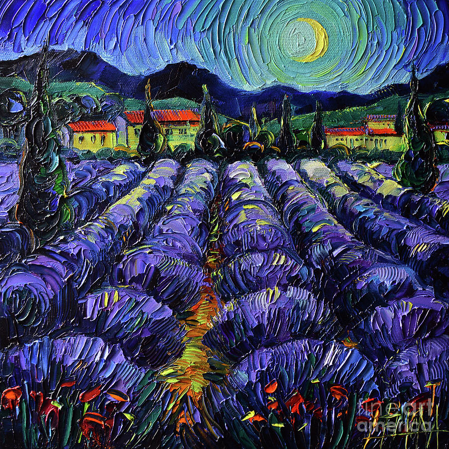 PROVENCE NIGHTS textured knife oil painting Mona Edulesco Painting by Mona Edulesco