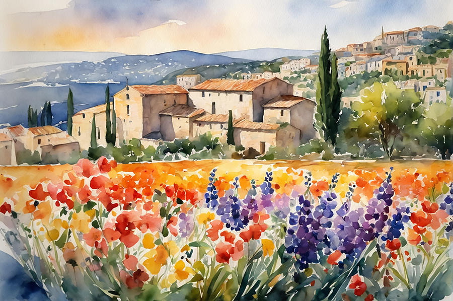 Provence Village Digital Art