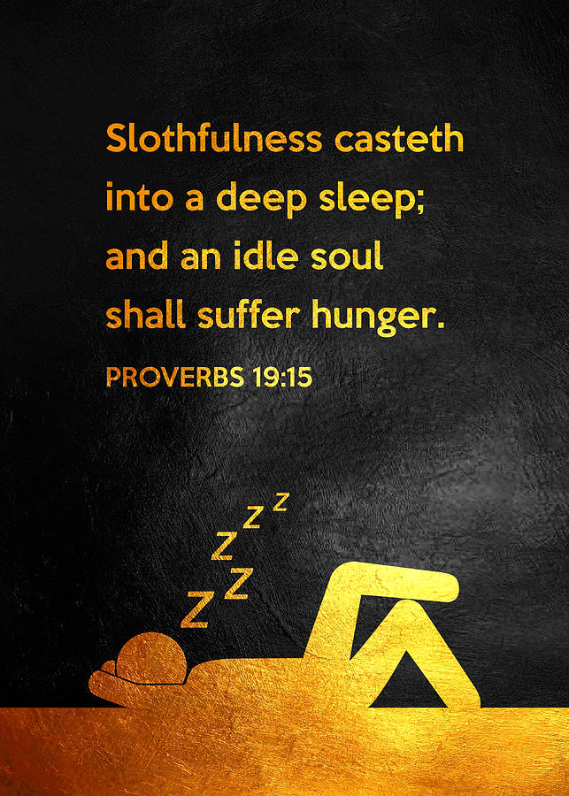 Proverbs 19 15 Bible Verse Wall Art Digital Art by Bible Verse