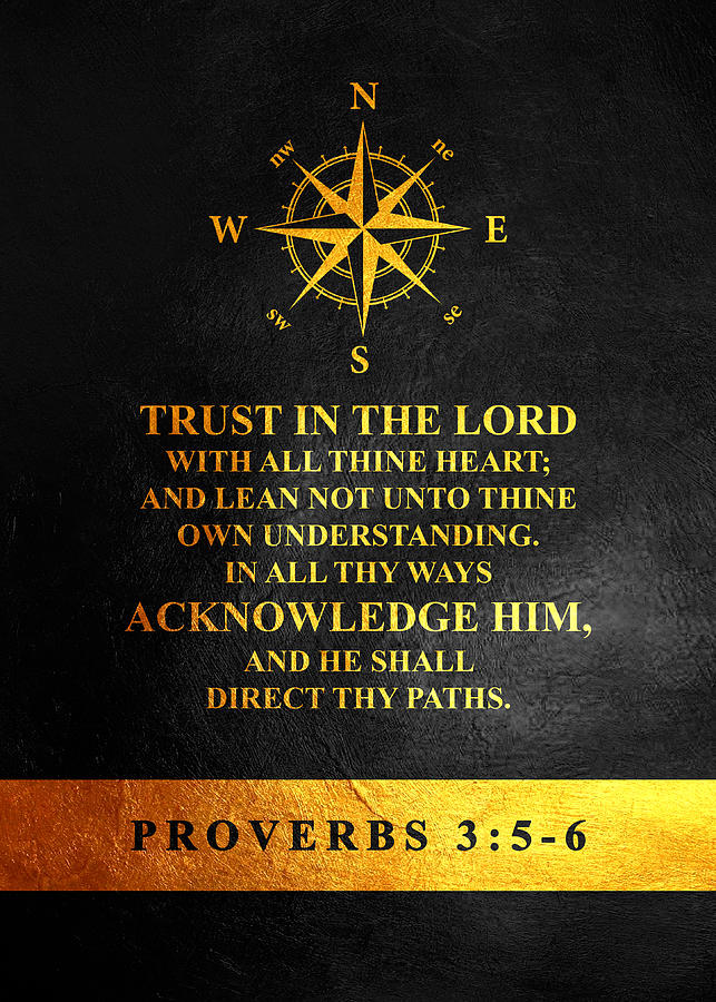 Proverbs 3 5-6 Bible Verse Wall Art Digital Art by Bible Verse