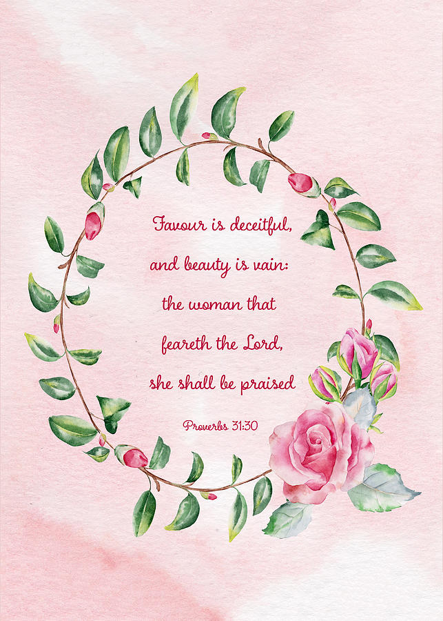 Proverbs 31 30 Woman praised Pink Digital Art by Denise Beverly