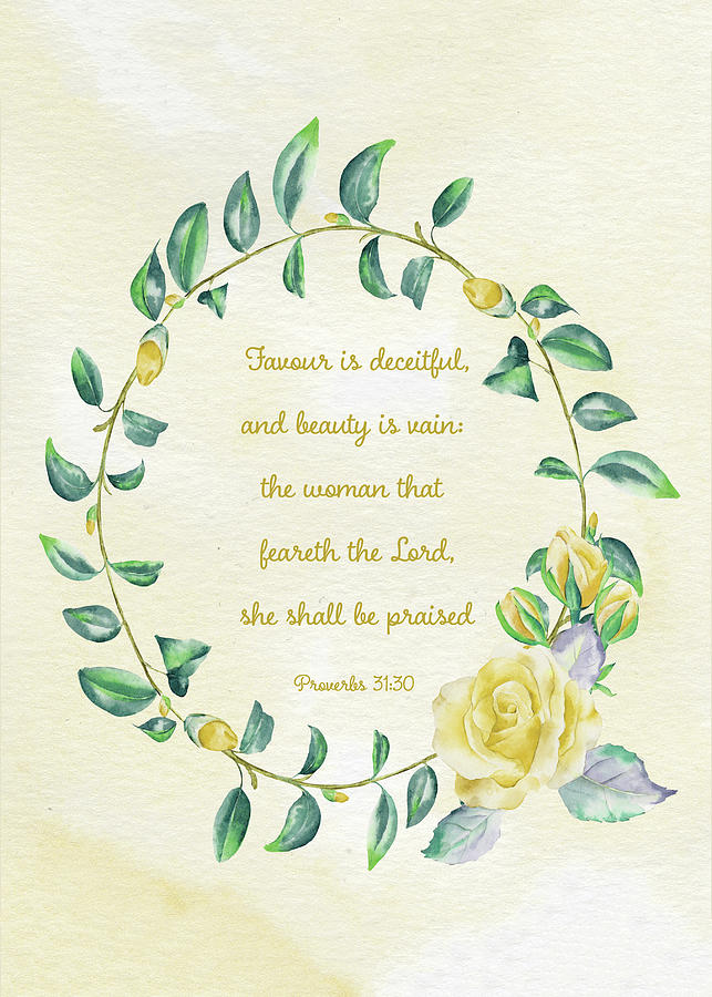 Proverbs 31 30 Woman praised yellow Digital Art by Denise Beverly