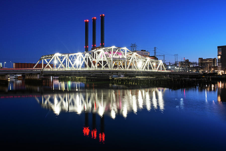 Providence Rhode Island Power Station and point Street Bridge at Dusk Photograph by Toby McGuire