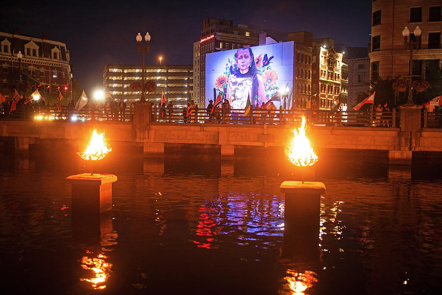 Providence RI Waterfire Celebration Mural Photograph by Toby McGuire