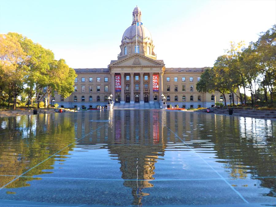 Province of Alberta Legislature Reflecting on Politics Photograph by James Cousineau