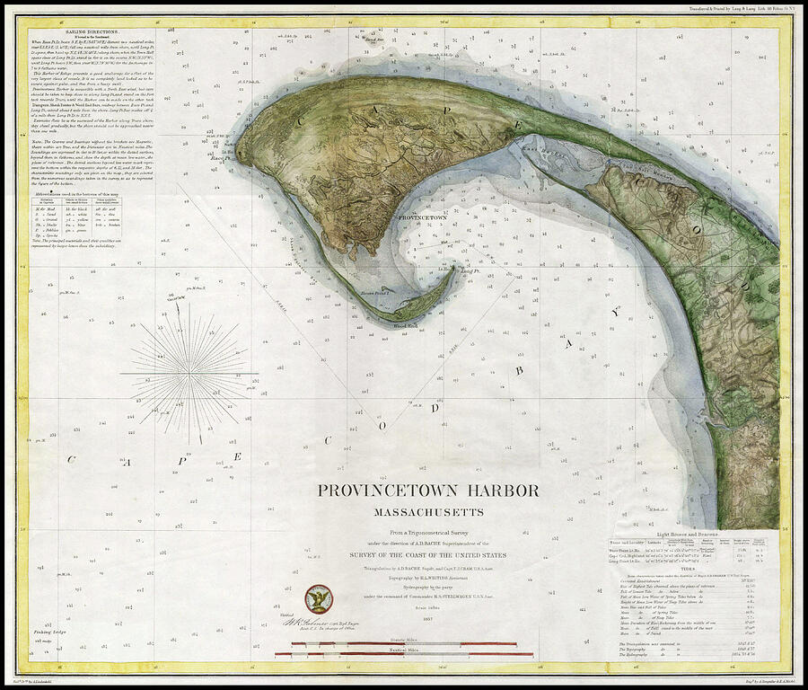 Provincetown Harbor Massachusetts Vintage Map 1857 Photograph by Carol 