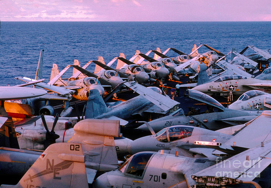 Prowlers and Growlers on the Flight Deck USS Ranger Photograph by ...