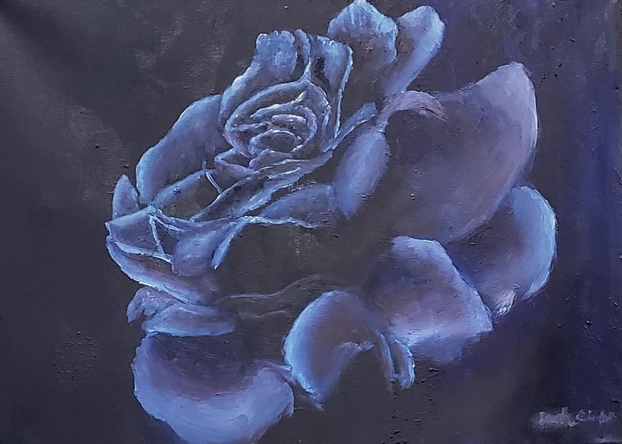 Prussian Blue Rose with Hints of Purple Painting by Joseph Eisenhart