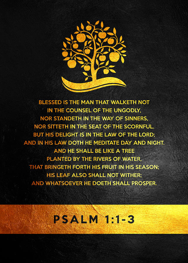 Psalm 1 1-3 Bible Verse Wall Art Digital Art by Bible Verse