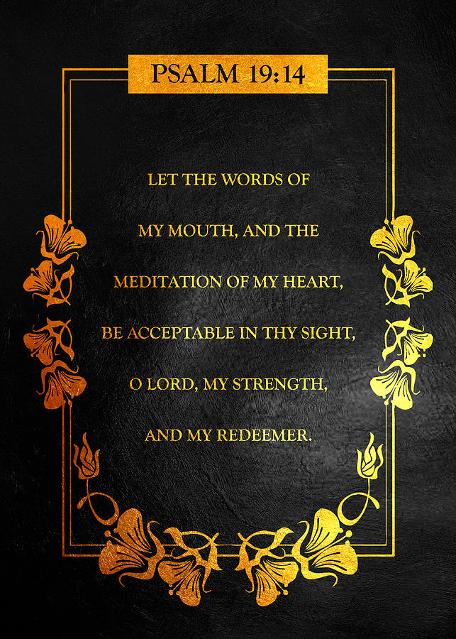 Psalm 19 14 Bible Verse Digital Art By AB Concepts