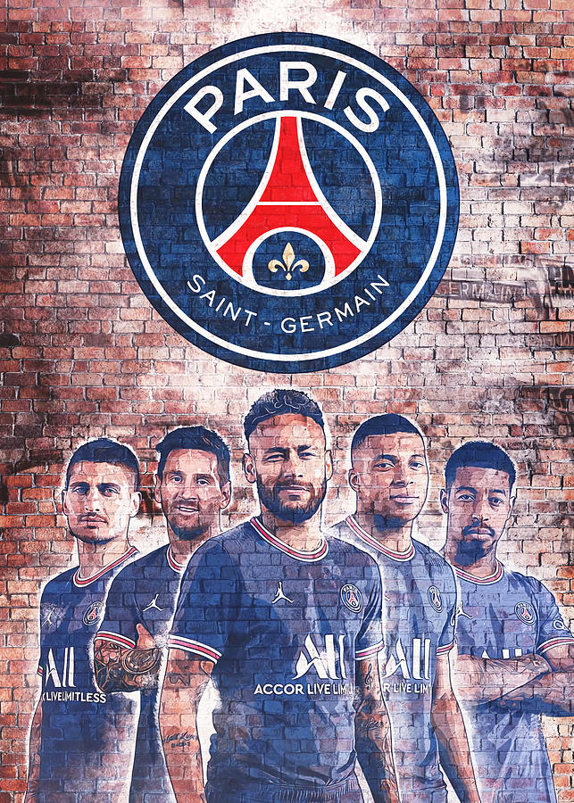 PSG Wall Art with Crest Poster Paris Tapestry Textile by Damien