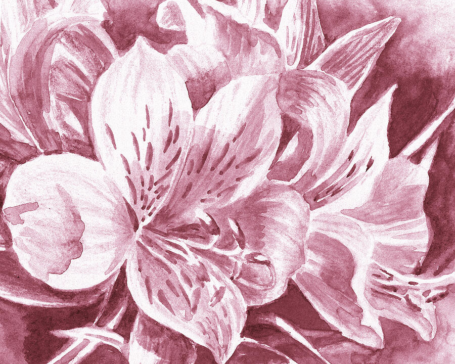 Watercolor painting original flower shops alstroemeria