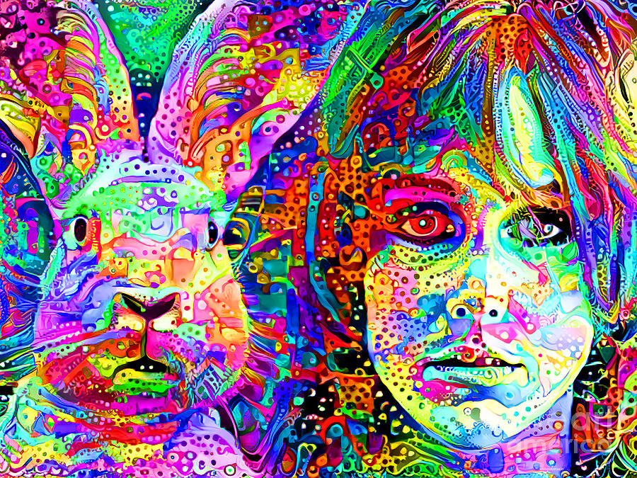 Psychedelic 60s Grace Slick White Rabbit 20220330 Digital Art by Wingsdomain Art and Photography