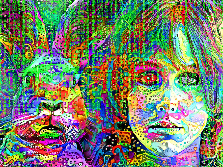 Psychedelic 60s Grace Slick White Rabbit Matrix Version 20220330 Painting by Wingsdomain Art and Photography