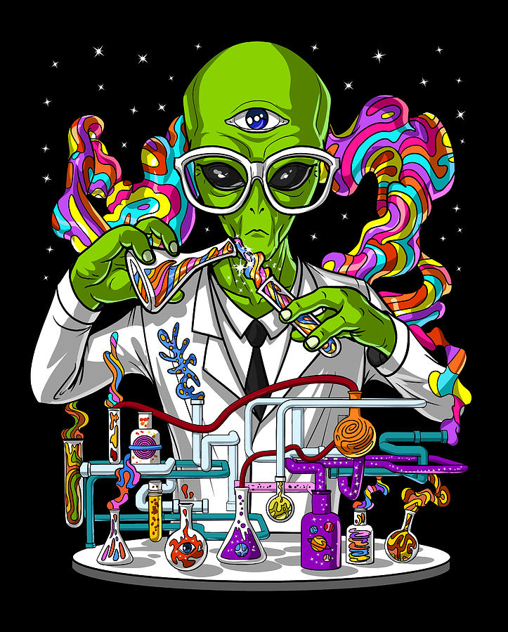 Science Fiction Digital Art - Psychedelic Alien Scientist by Nikolay Todorov