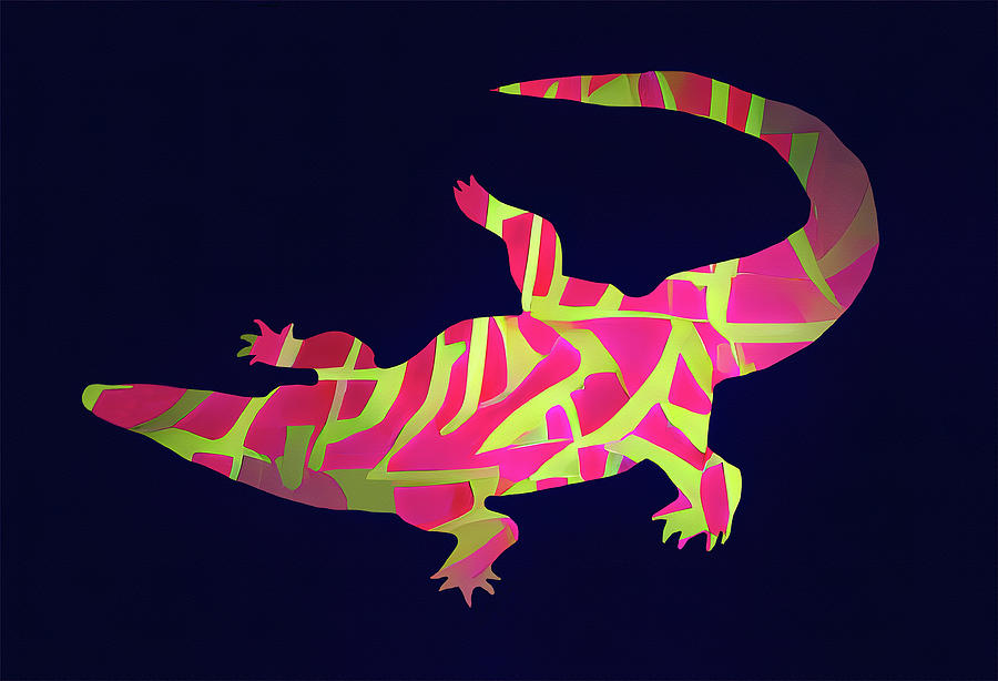 Psychedelic Alligator Digital Art by Deborah League