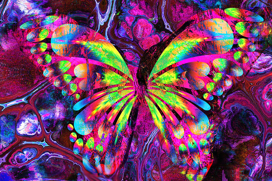 Psychedelic Butterfly Digital Art by Lisa Yount
