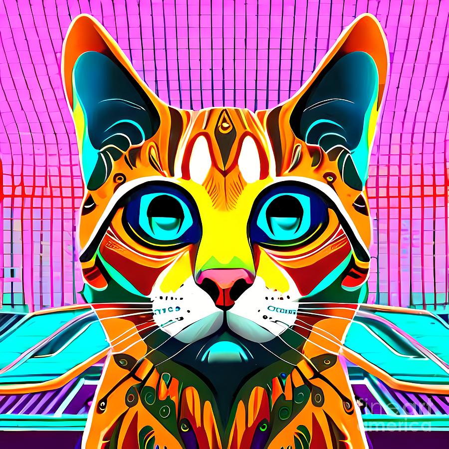 Psychedelic Cat 017 Digital Art by Alejandro Arcia - Fine Art America