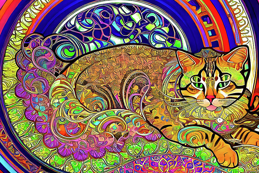 Psychedelic Cat Ai Art by AI Digital