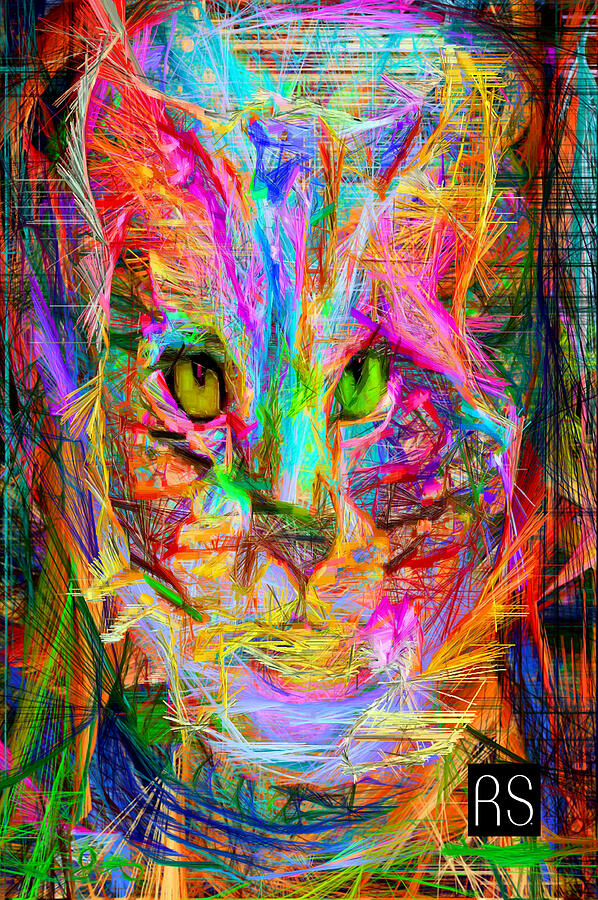 Psychedelic Cat Painting by Rafael Salazar