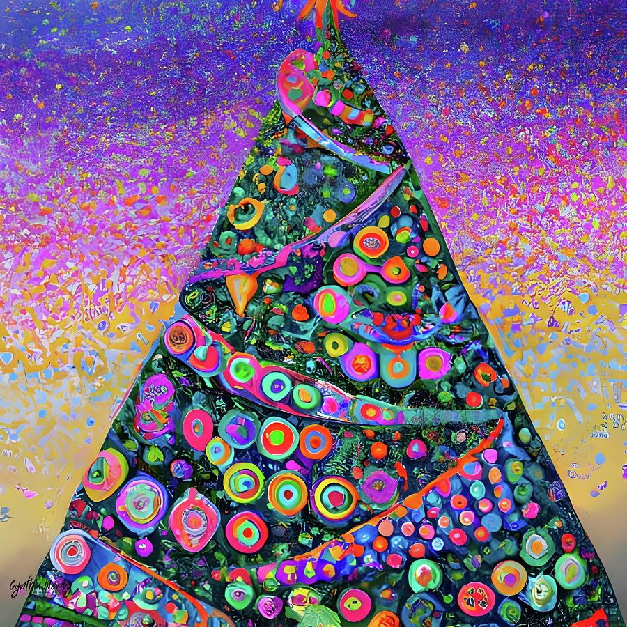 Psychedelic Christmas Tree Digital Art by Cindys Creative Corner