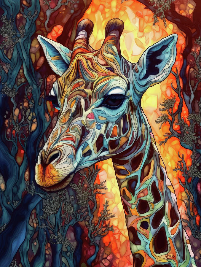 Psychedelic Deco / Nouveau Giraffe 2 Digital Art by Durango Crow - Fine ...