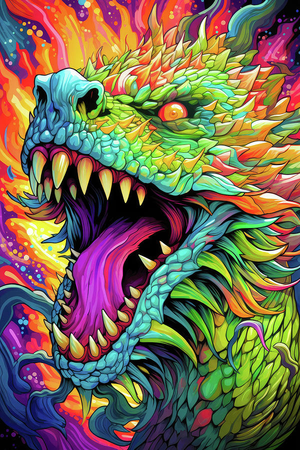 Psychedelic Dragon Portrait 01 Digital Art by Matthias Hauser Psychedelic Dragon Portrait 01 Digital Art by Matthias Hauser