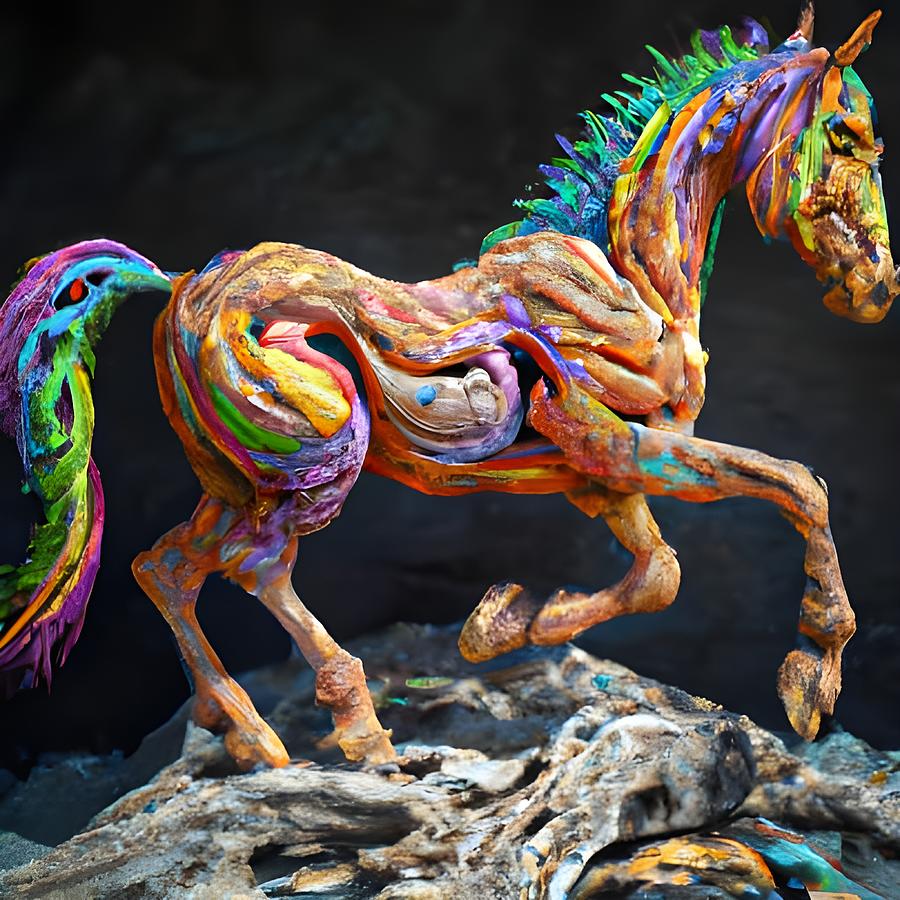 Psychedelic Driftwood Horse Digital Art by Beverly Read