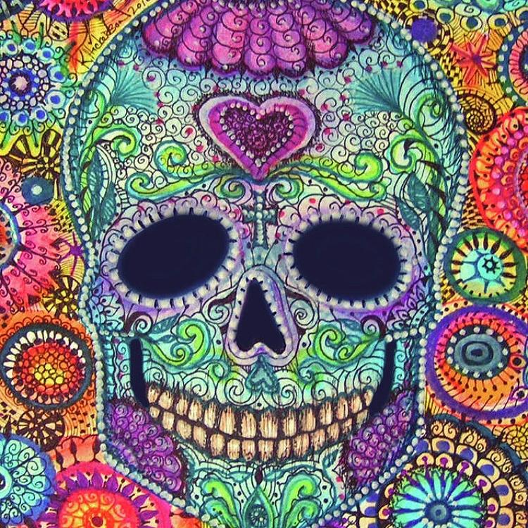 Psychedelic DOD Skull Painting by Karen Hickerson - Fine Art America