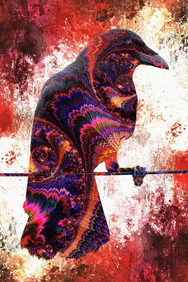 Psychedelic Fractal Crow Digital Art by Peggy Collins