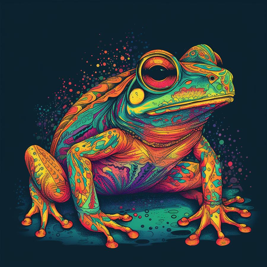 Psychedelic frog vibrant colors amphibian Digital Art by Licensed art ...