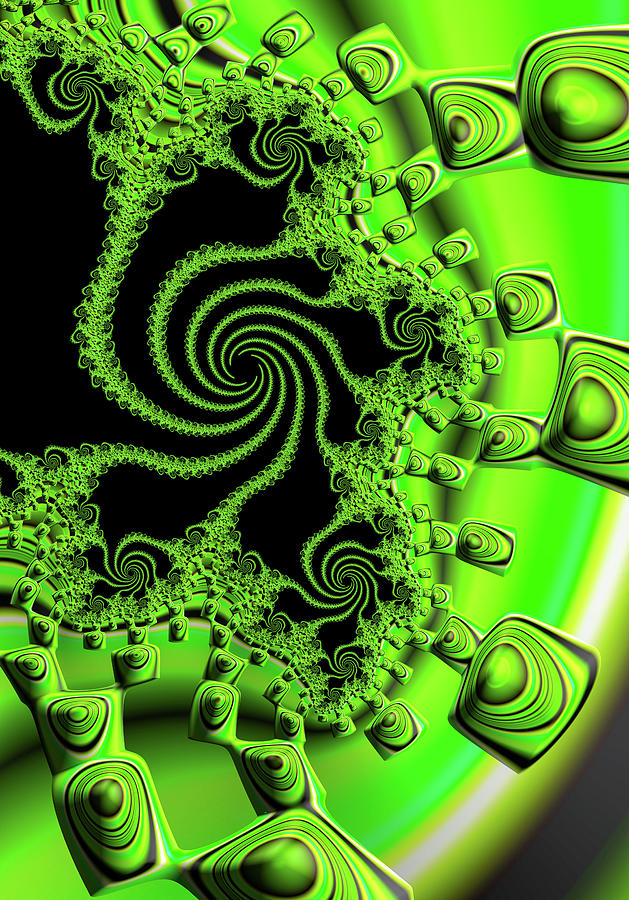 Psychedelic Green Fractal Art Digital Art by Matthias Hauser