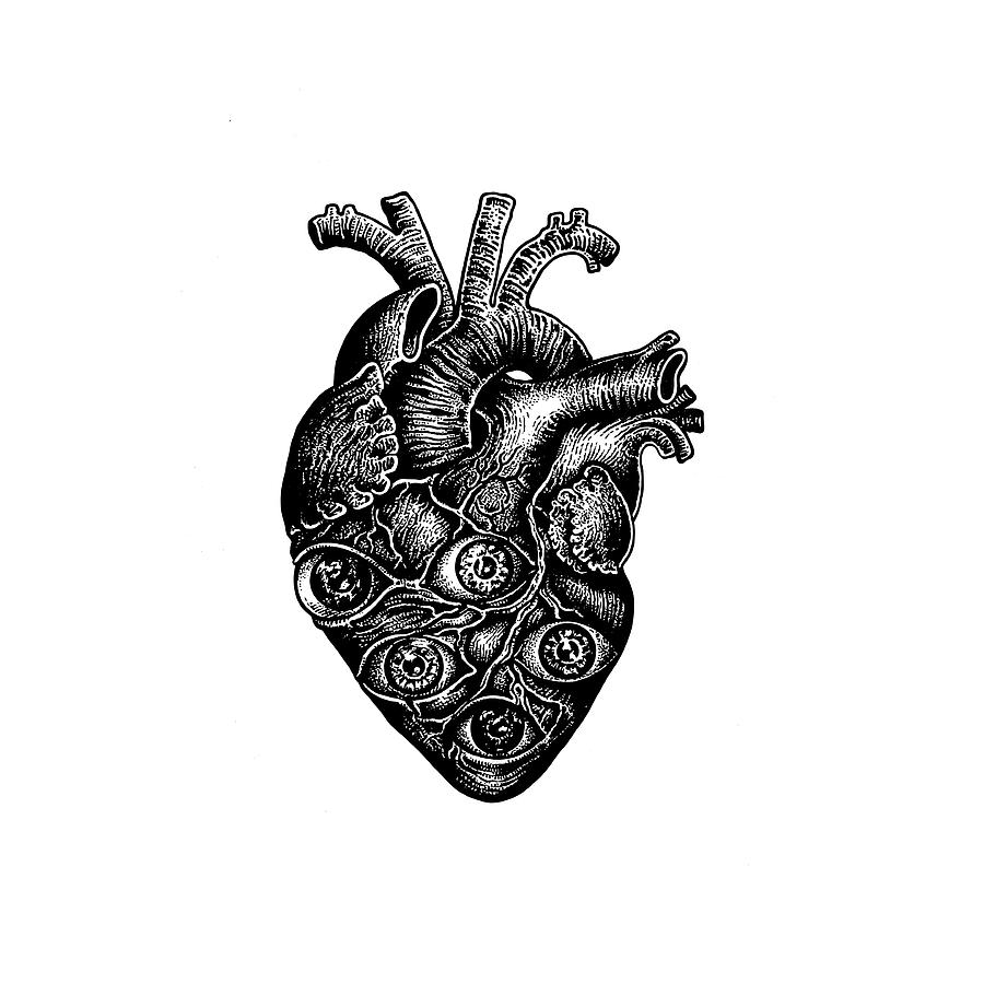 Psychedelic Heart 1 Drawing by Eli Fine Art America