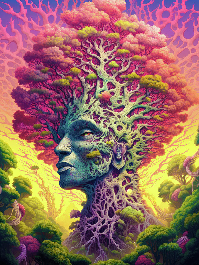 Psychedelic Human Tree Head 05 Digital Art by Matthias Hauser