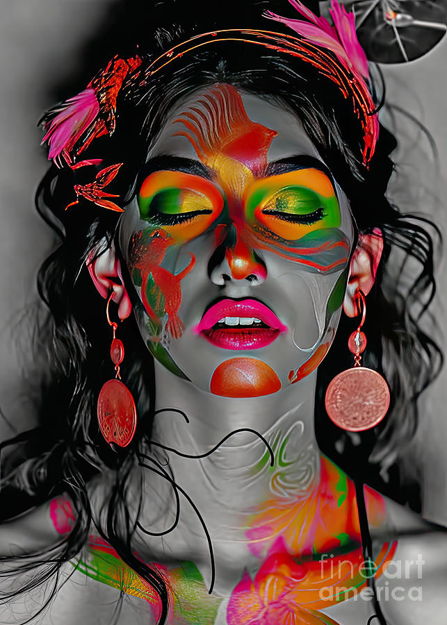 Psychedelic Indian Art - Colorful Face Paint Woman Art Digital Art by  Mystikos Portal - Pixels