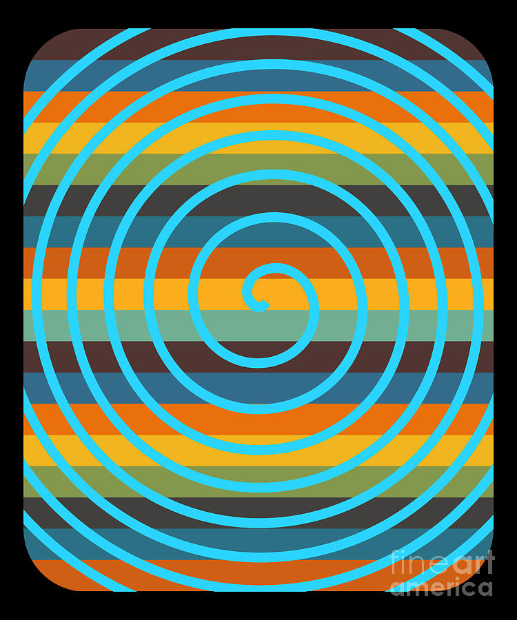 Psychedelic Light Blue Spiral Retro Stripe Background Digital Art by ...