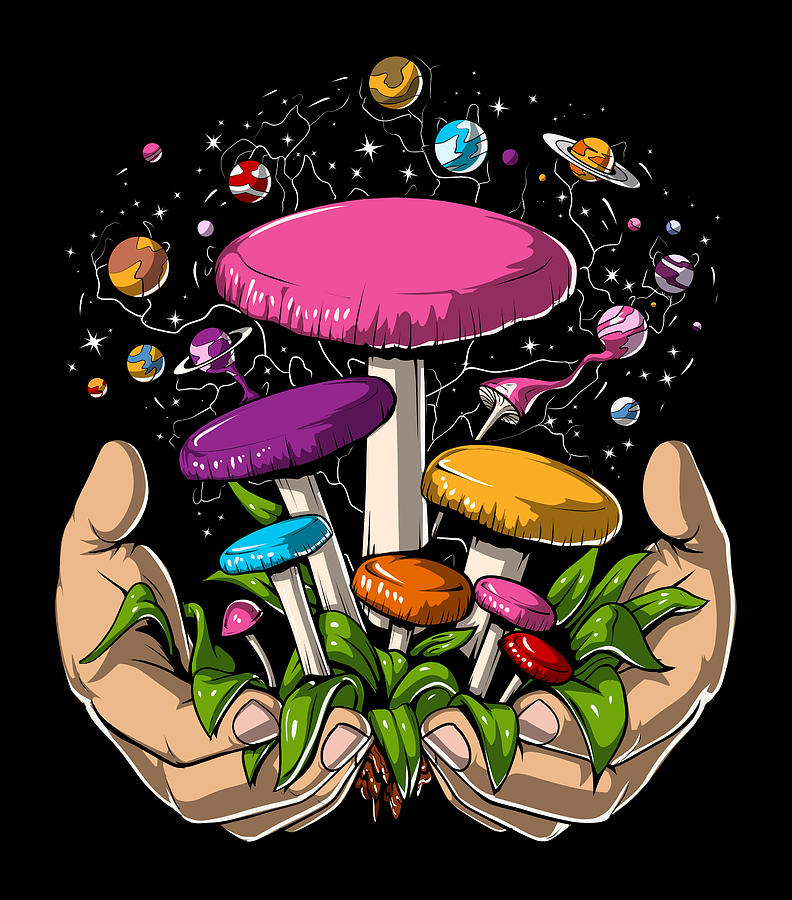 Hippie Digital Art - Psychedelic Magic Mushrooms by Nikolay Todorov