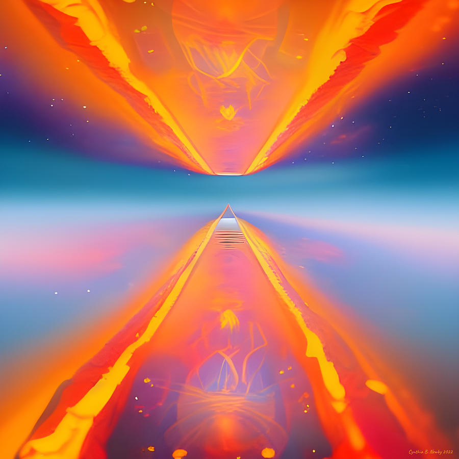 Psychedelic Mirrored Paths of Fire Digital Art by Cindys Creative Corner