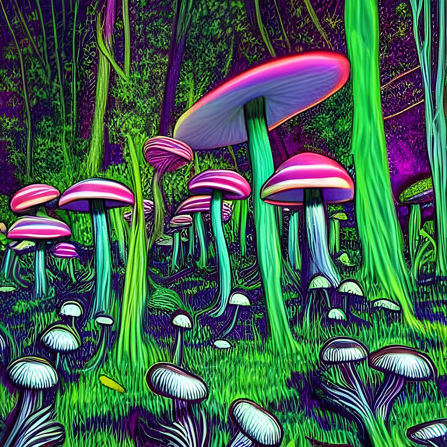 Psychedelic Mushroom Art Digital Art By Marcin Pasnicki - Fine Art America