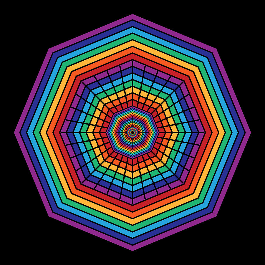Psychedelic Octagon Spin Digital Art by Angie Tirado