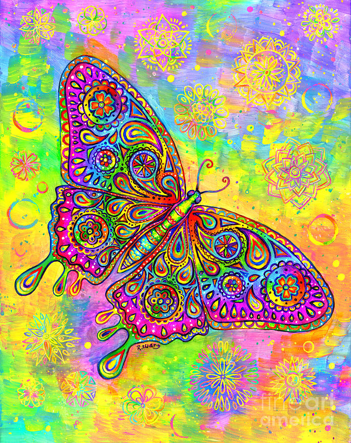 Psychedelic Paisley Butterfly Painting by Rebecca Wang