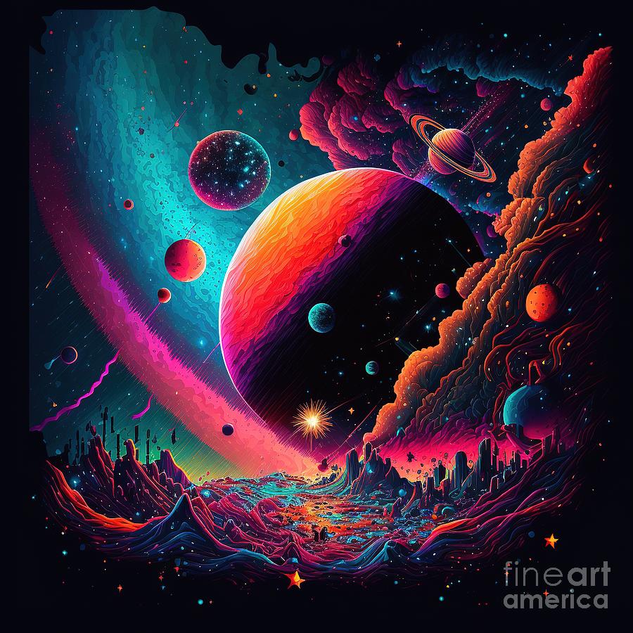 Psychedelic Planetary Cosmos 2 Digital Art by Sambel Pedes