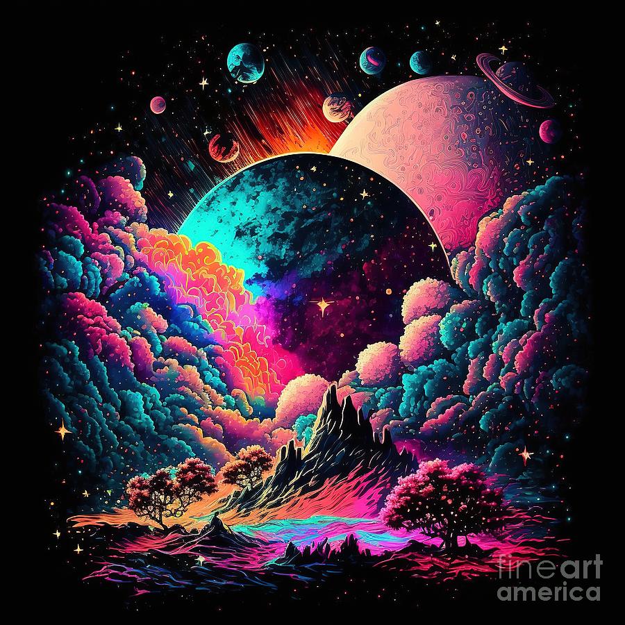 Psychedelic Planetary Cosmos 5 Digital Art by Sambel Pedes