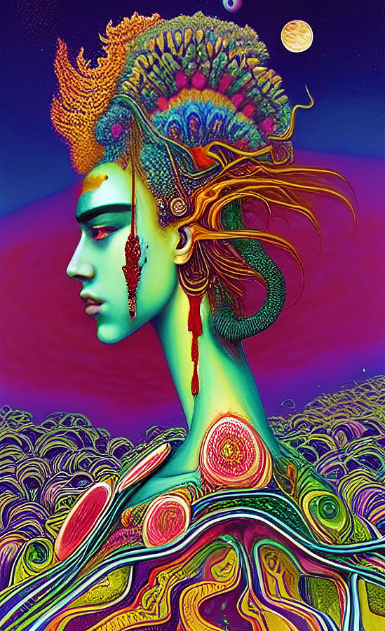 Psychedelic Portrait 42 Digital Art By Barroa Artworks Pixels