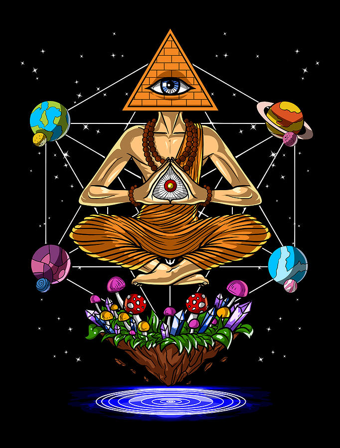 Buddha Digital Art - Psychedelic Pyramid Buddha  by Nikolay Todorov