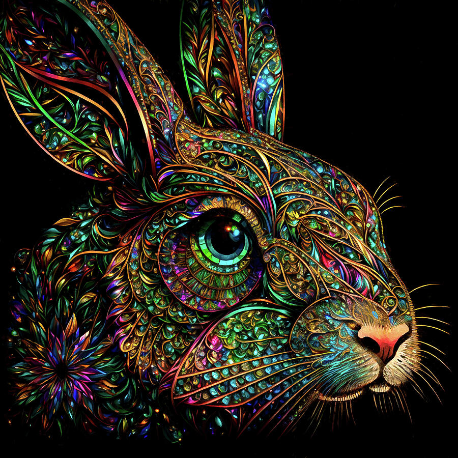 Psychedelic Rabbit Art Digital Art by Peggy Collins