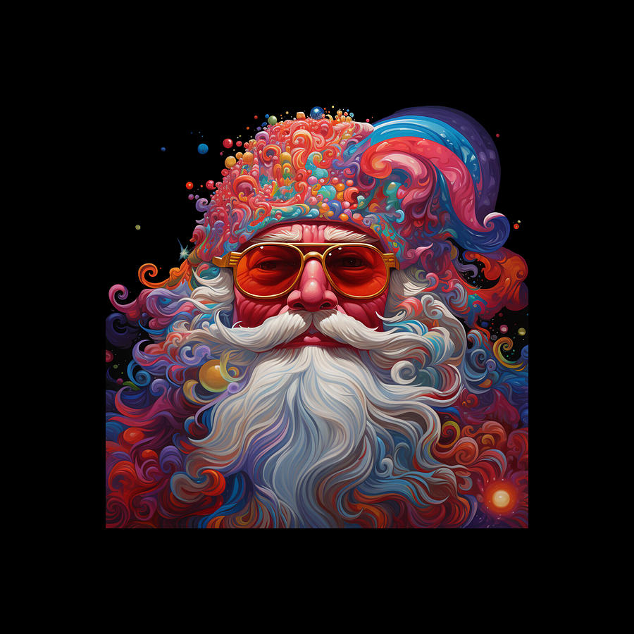 Psychedelic Retro Santa Digital Art by Caterina Christakos
