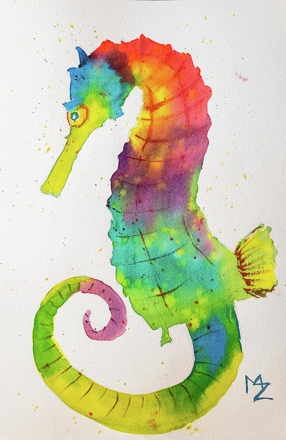 Psychedelic Seahorse Painting by Margaret Zabor