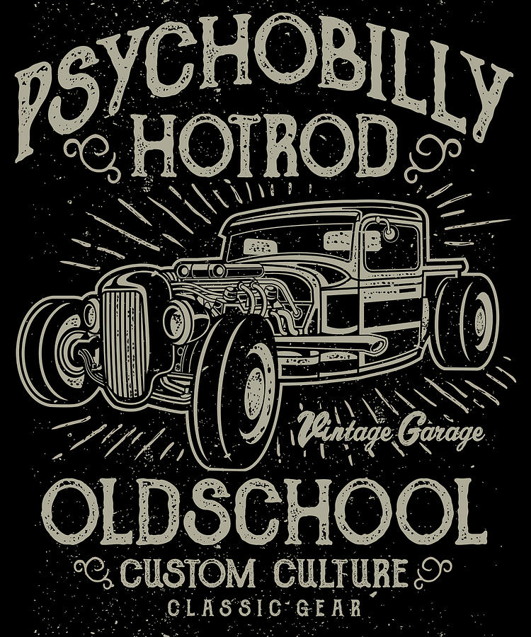 Vintage Digital Art - Psychobilly Hot Rod Vintage Garage by Jacob Zelazny
